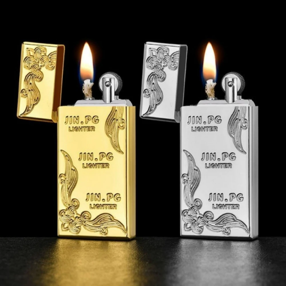 

Новинка 2022, Громкая керосиновая зажигалка, квадратные металлические мини зажигалки для бензина, кремневая зажигалка, аксессуары для курени...