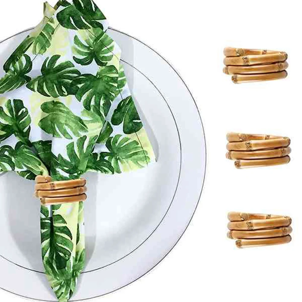 

Handmade Bamboo Napkin Ring, Natural Rustic Napkin Holders Serviette Buckle Holder Set of 6