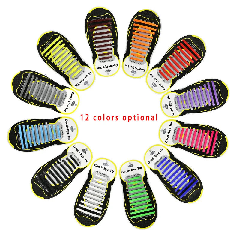 

20pcs/lot Silicone Shoelaces No Tie Shoelaces Elastic Lace Shoelace Creative Lazy Rubber Lace 12 Colors