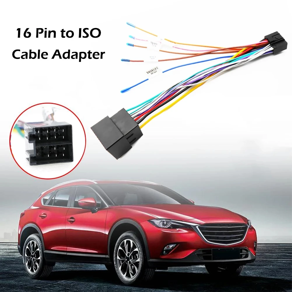 

16 Pin To ISO Cable Adapter 16P Male Plug ISO Female Connector Wiring Harness Universal Accessories For Car Navigation Host