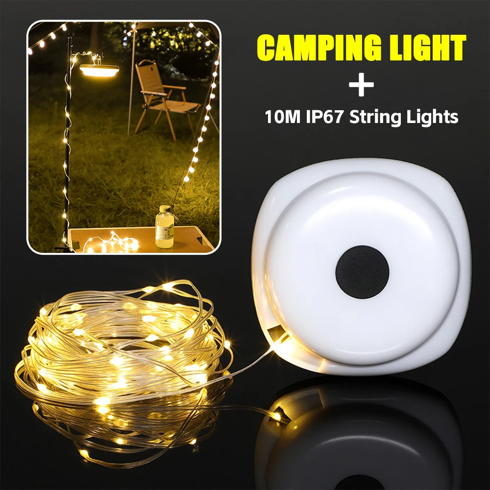 

WEST BIKING Camping Lamp LED 10M IP67 String Lights Outdoor Picnic Decorative Mood Light USB Rechargeable Tent Camping Light