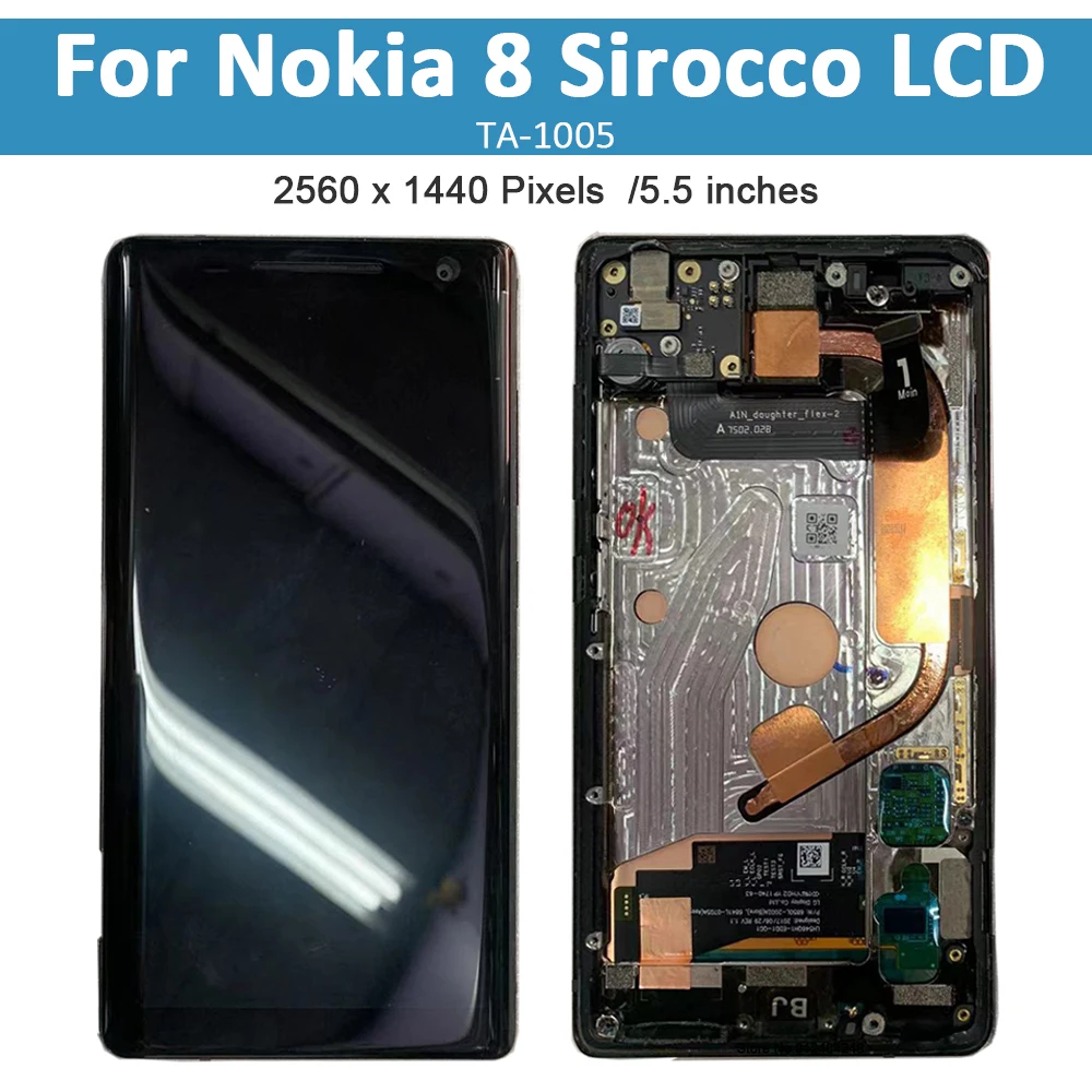 ЖК-дисплей 5,5 дюйма для Nokia 8 Sirocco Nokia N8 S, сенсорный экран с  дигитайзером в сборе для Nokia8 Sirocco LCD TA-1005, экран | AliExpress