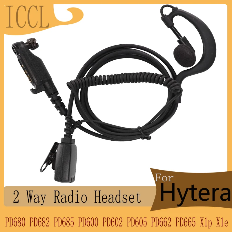 ICCL 2 Way Radio Headset Walkie Talkie Tube Earpiece with PTT for Hytera PD680 PD682 PD685 PD600 PD602 PD605 PD662 PD665 X1p X1e
