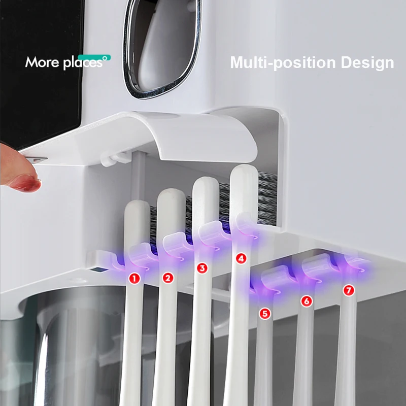 bathroom accessories set magnetic adsorption inverted toothbrush holder automatic toothpaste dispenser squeezer storage rack free global shipping