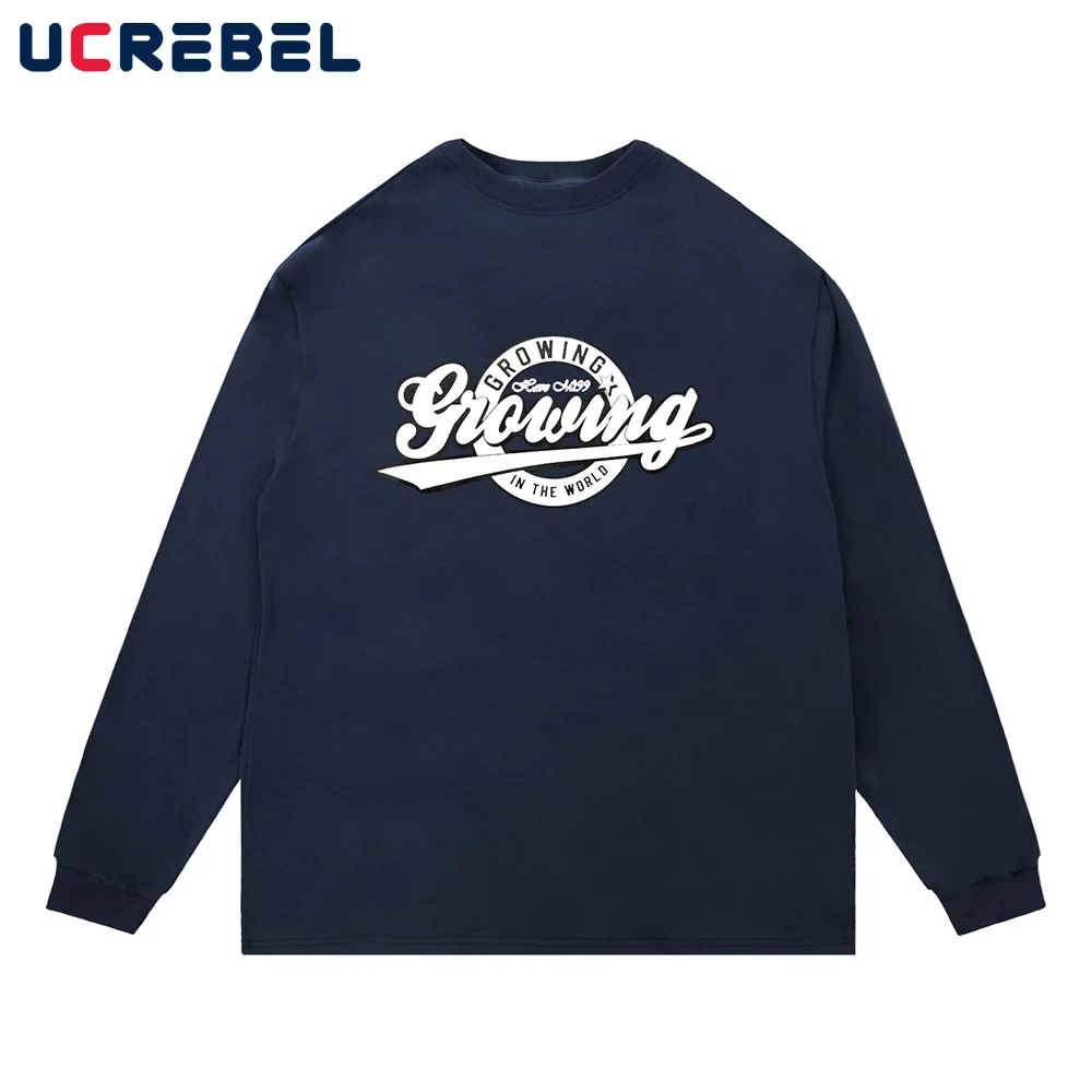 

Футболка мужская с длинным рукавом и надписью, уличная одежда в стиле ретро, Свободный Повседневный Топ с круглым вырезом, осень