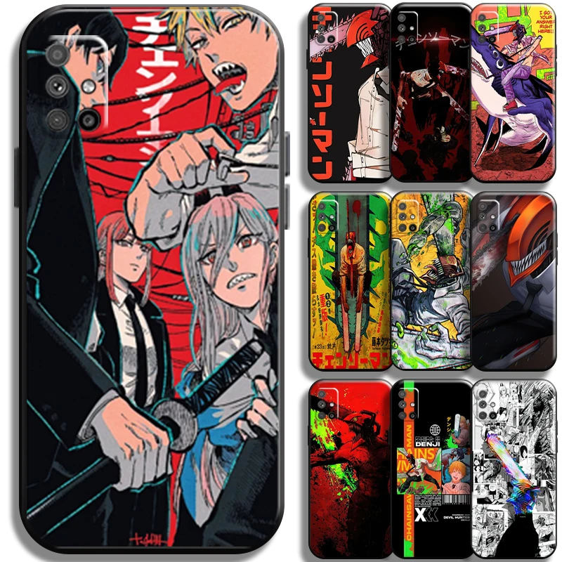 

Anime Chainsaw Man Pattern Phone Case For Samsung Galaxy M51 Liquid Silicon Funda Coque Cover Black Shell Carcasa Soft