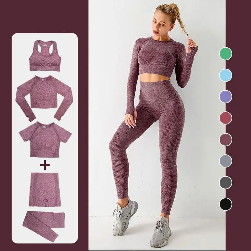 

Set Women Workout 2 Piece Clothing Gym Yoga Set Fitness Sportswear Crop Top Sports Bra Seamless Leggings Active Wear Outfit Suit