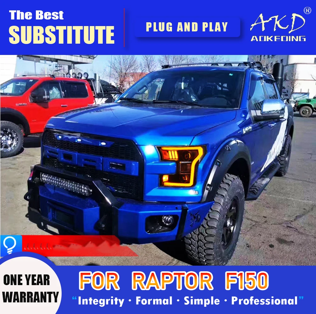 Фара AKD для Ford Raptor F-150 светодиодсветодиодный фара 2015-2020 фары F150 DRL сигнал поворота