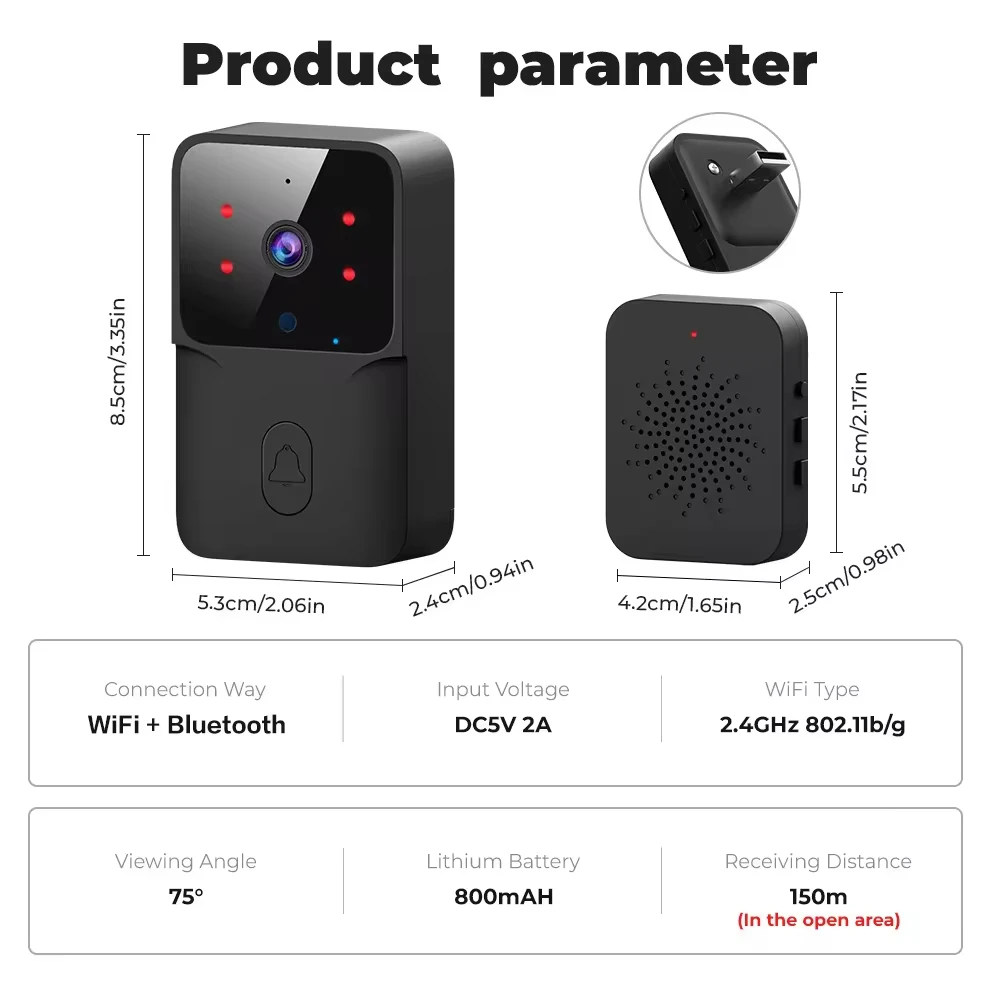 Фото Беспроводной дверной звонок с поддержкой Wi-Fi и Alexa Google №2