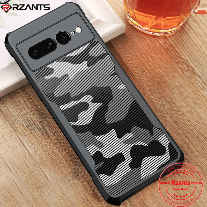 

Rzants For Google Pixel 7 Pro Slim Thin Case Hard Cover TPU Edge Bumper Half Clear Camouflage Shockproof Phone Casing
