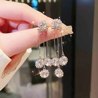 luxury rhinestone shiny earrings 2022 new luxury large round tassel pendant sliver earrings for women fashion wedding jewelry