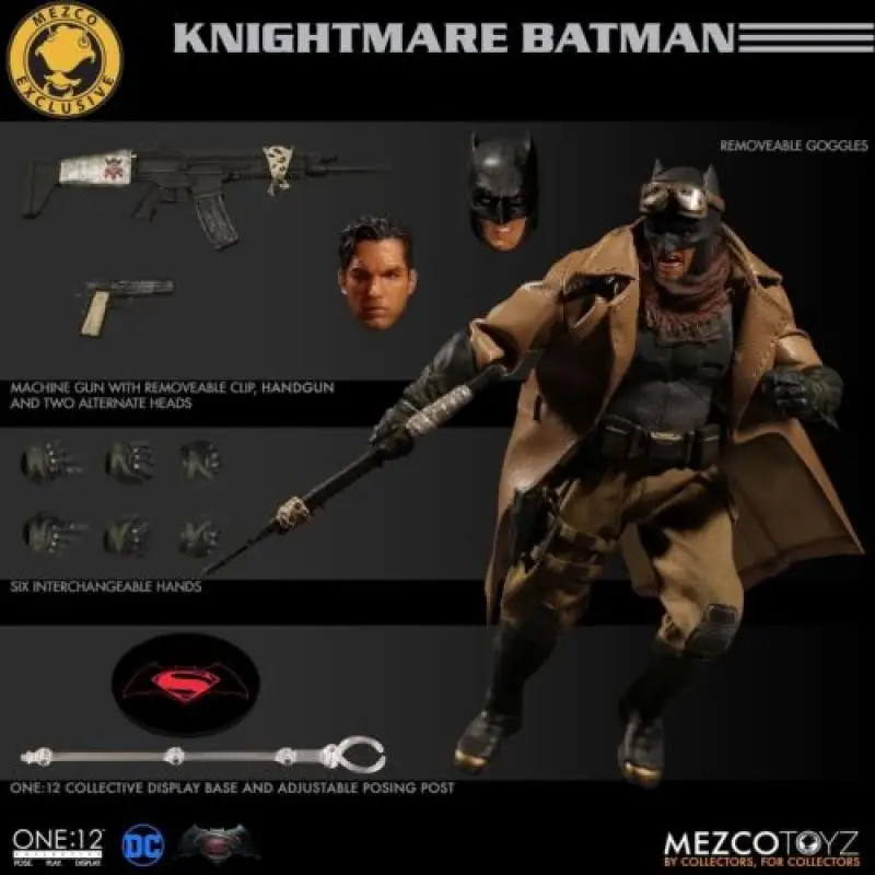 

In Stock Original Mezco ONE:12 Knightmare Batman Anime Action Figures Collection PVC Model Gift Toys