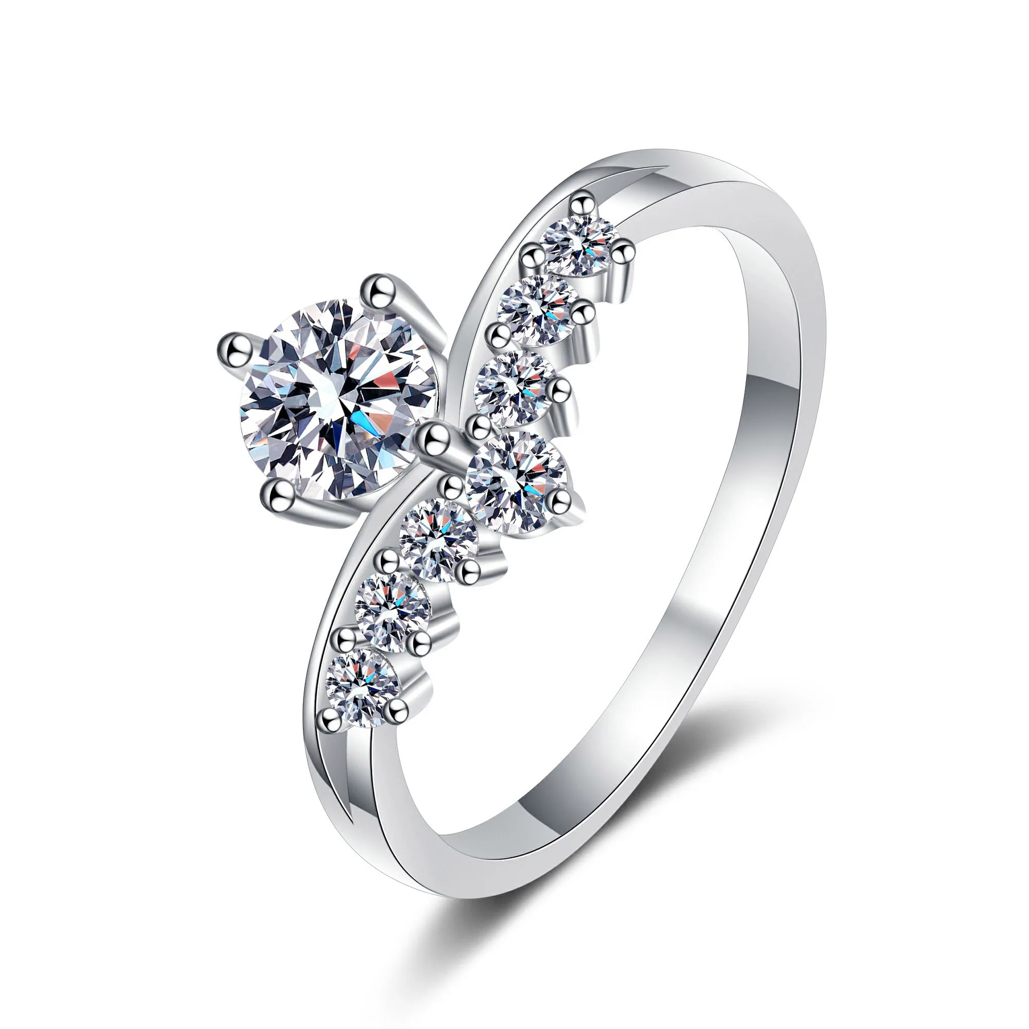 

Aisne Real 0.5ct VVS D Color Moissanite Wedding Rings For Women Engagement White Gold Color 925 Sterling Silver Jewelry Rings