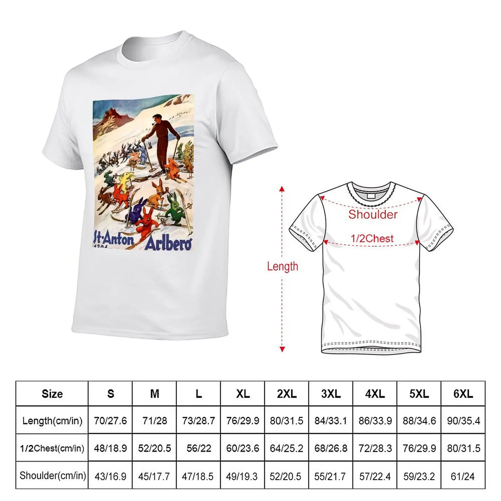Футболка Rabbits Ski Saint Anton Arlberg рубашки с рисунком мужские футболки большие и высокие