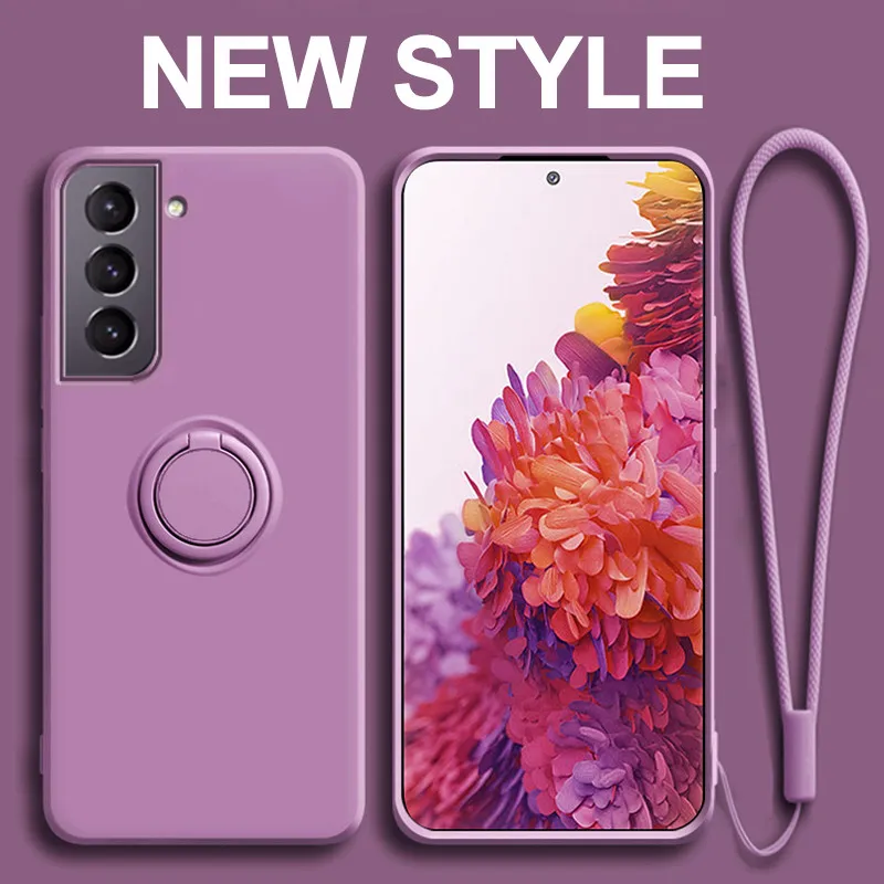 

For Samsung S21 Ultra Original Silicone Magnetic Ring Holder Case For Samsung S20 FE Plus Ultra Soft Stand Finger Bracket Cover