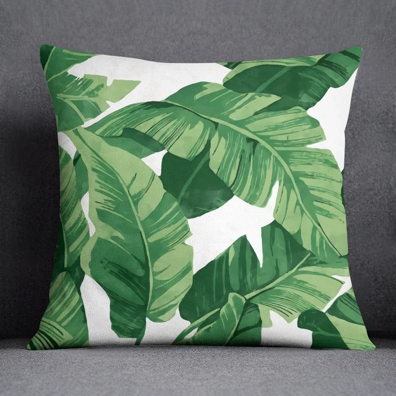 45x45cm Green Leaves Pillow Case Nordic Stripe Leaf Decorative Sofa Pillowcases Polyester Cushion Covers For Home Decor - купить по