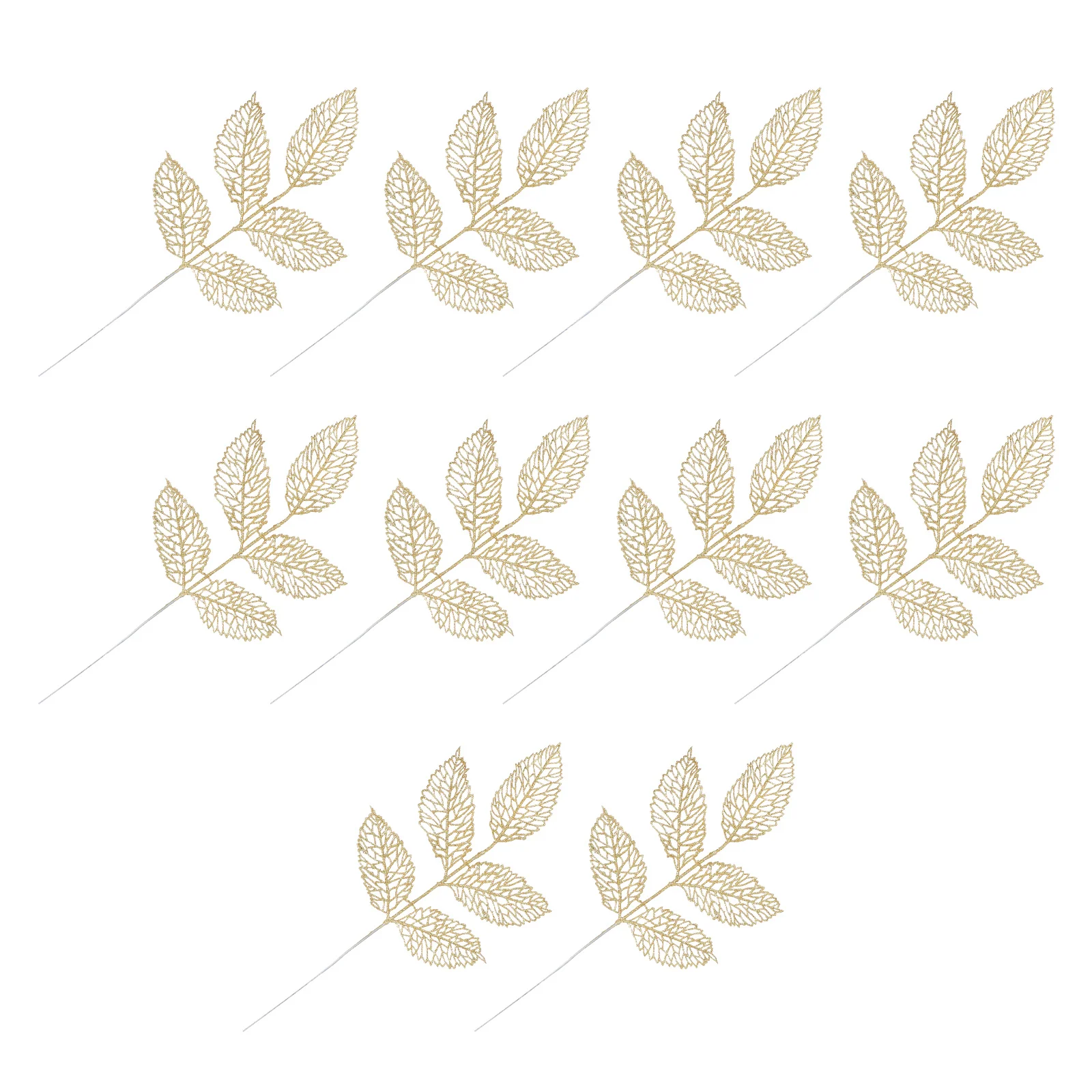 

10 Pcs Five-pronged Rose Leaf Christmas Leaves Decors Xmas Party Supplies Plants Fake Decoration table