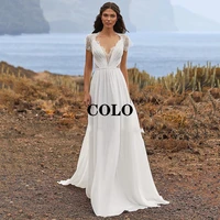 boho beach wedding dress cheap bridal wedding dress 2022 womens dresses lace wedding gowns short sleeve buttons