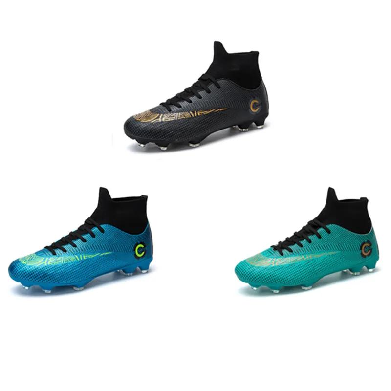 

100 Soccer Shoes Football Boots Man's High Ankle Sneakers Men Outdoor Cleats Boots Long Spikes Soccer Shoes EUR 35-46