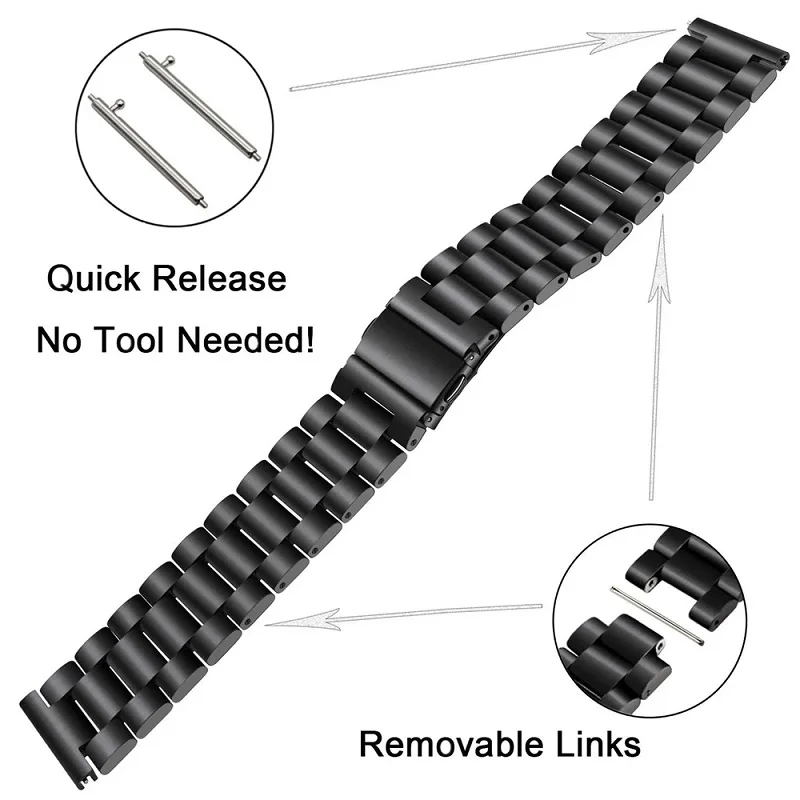 20mm 22mm Strap for Samsung Galaxy Watch 3 Huawei GT2/Amazfit GTR Stainless Steel Bracelet for Samsung Galaxy Watch 4/ 4 Classic