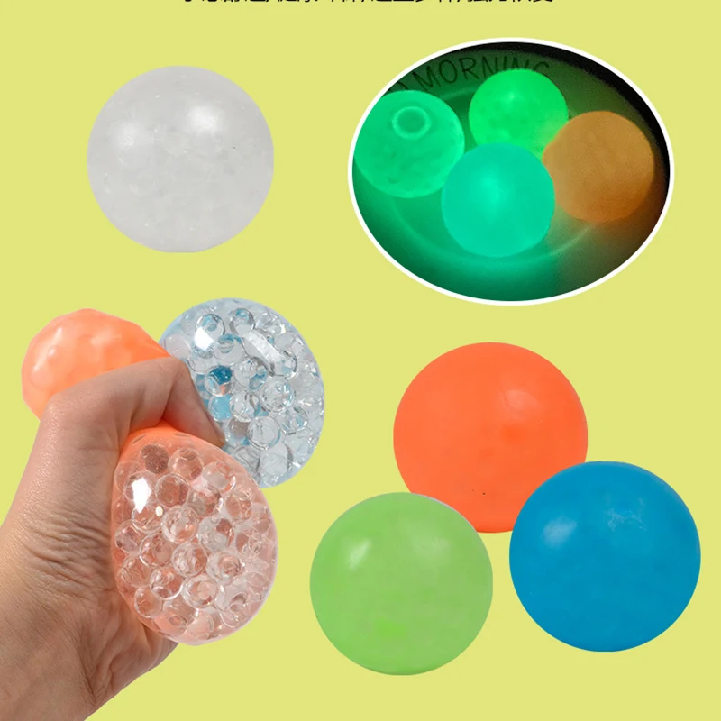 

Luckkin Glow Sticky Beads Mesh Balls Elastic Squishy Balls Glow in the Dark Stick to the Ceiling Balls Fidget Toys Stress Ball