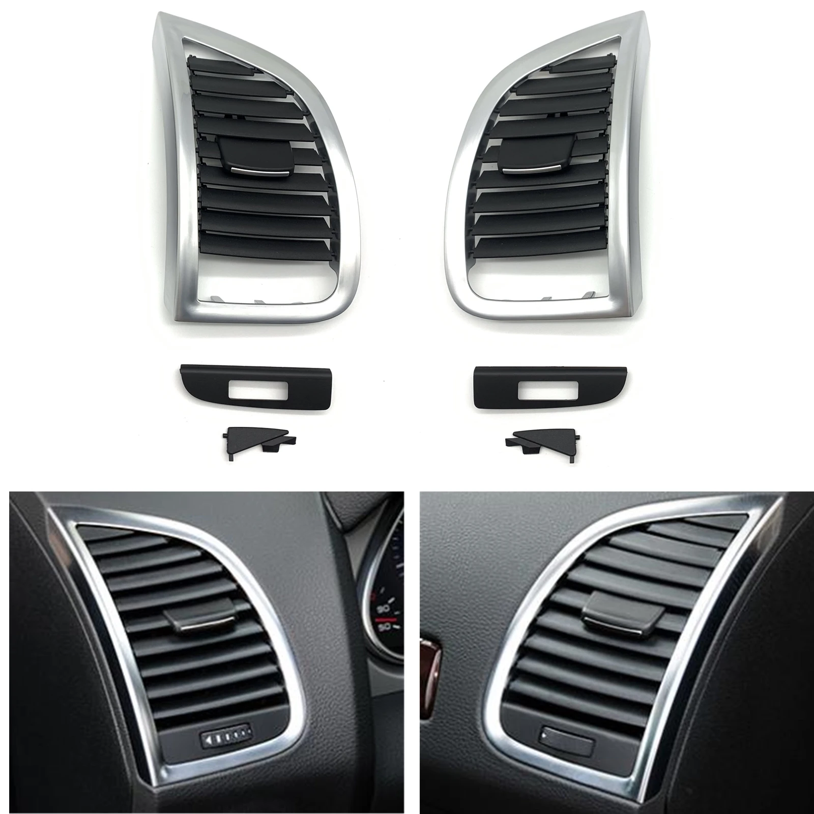 

For Audi Q7 2007-2015 Car Interior Dashboard A/C Air Vent Grille Cover Panel Dash Board Side Outlet Duct Conditioning Grill Trim