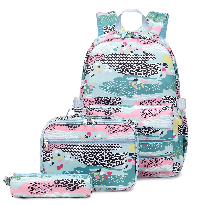 New School Backpacks Teenagers Girls Print School Bags with Lunch Bag and Pencil Case Kids 3 In 1 Bookbags Set Mochilas Infantil