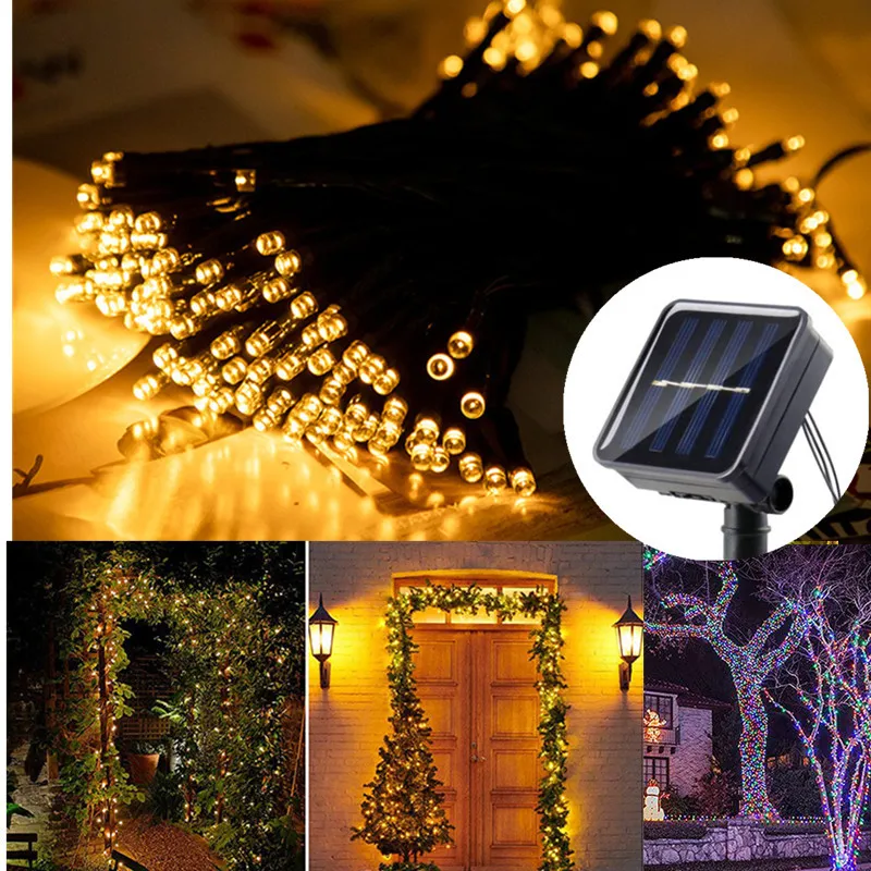 

Solar Powered LED String Lights Outdoor Waterproof Fairy Lights String Solar Garland for Patio Wedding Christmas Garden Light 5m