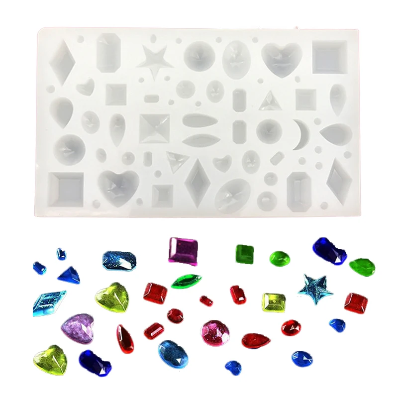 

Multiple Shapes Pendant Mold Jewelry Epoxy Resin Molds Casting Silicone Mould For DIY Heart Square Round Star Moon Earring