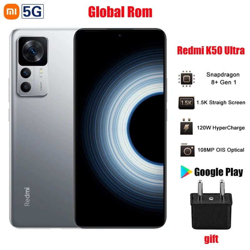 Xiaomi-Smartphone Redmi K50 Ultra 5G Original, Rom Global, 6,67 
