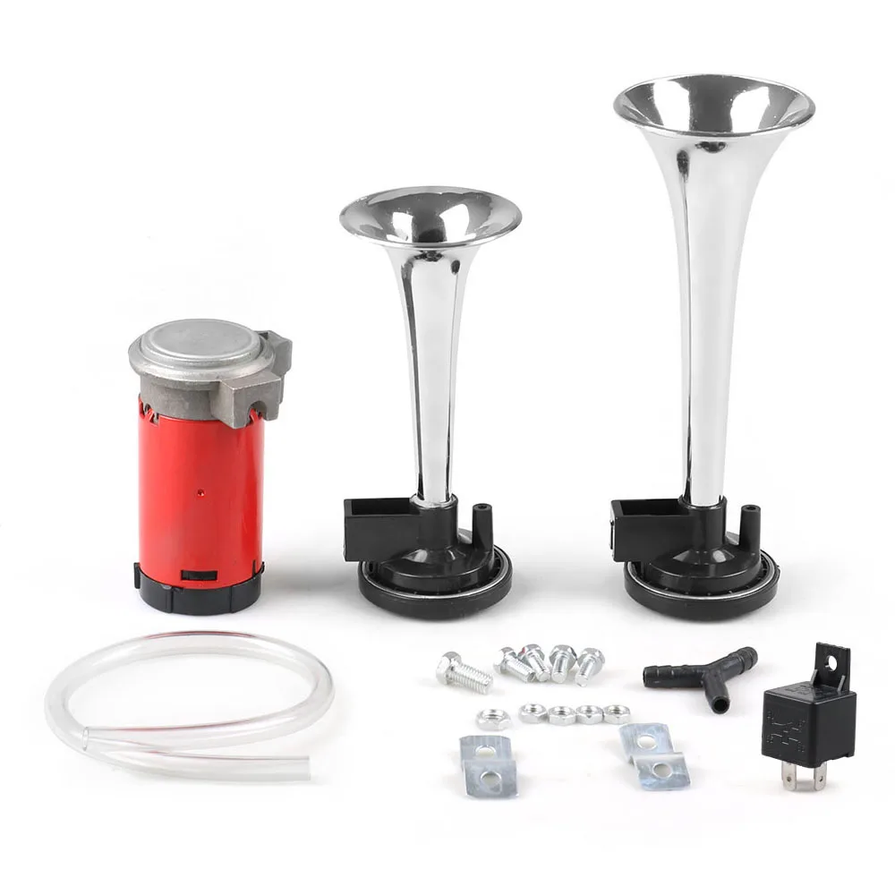 

115 дБ супер громкий 12 В двойной труба воздушный звуковой компрессор с реле автомобиль грузовик лодка мотоцикл