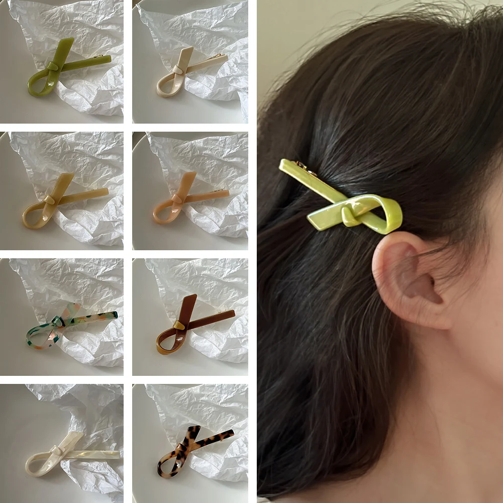 

1PC Acetic Elegant Bow Barrettes for Women Girl Hairpins Hair Clips Korean Handmade Head Wear Accessories Lady Office Wholesale