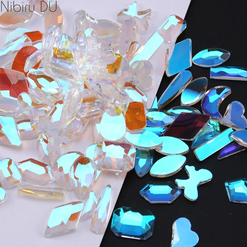 50/100pcs Photochromic Aurora Rhinestones Nail Art Decoration Mixed-shape Crystal Drop Parts Nails Accessories Bling - Цена: 232.79