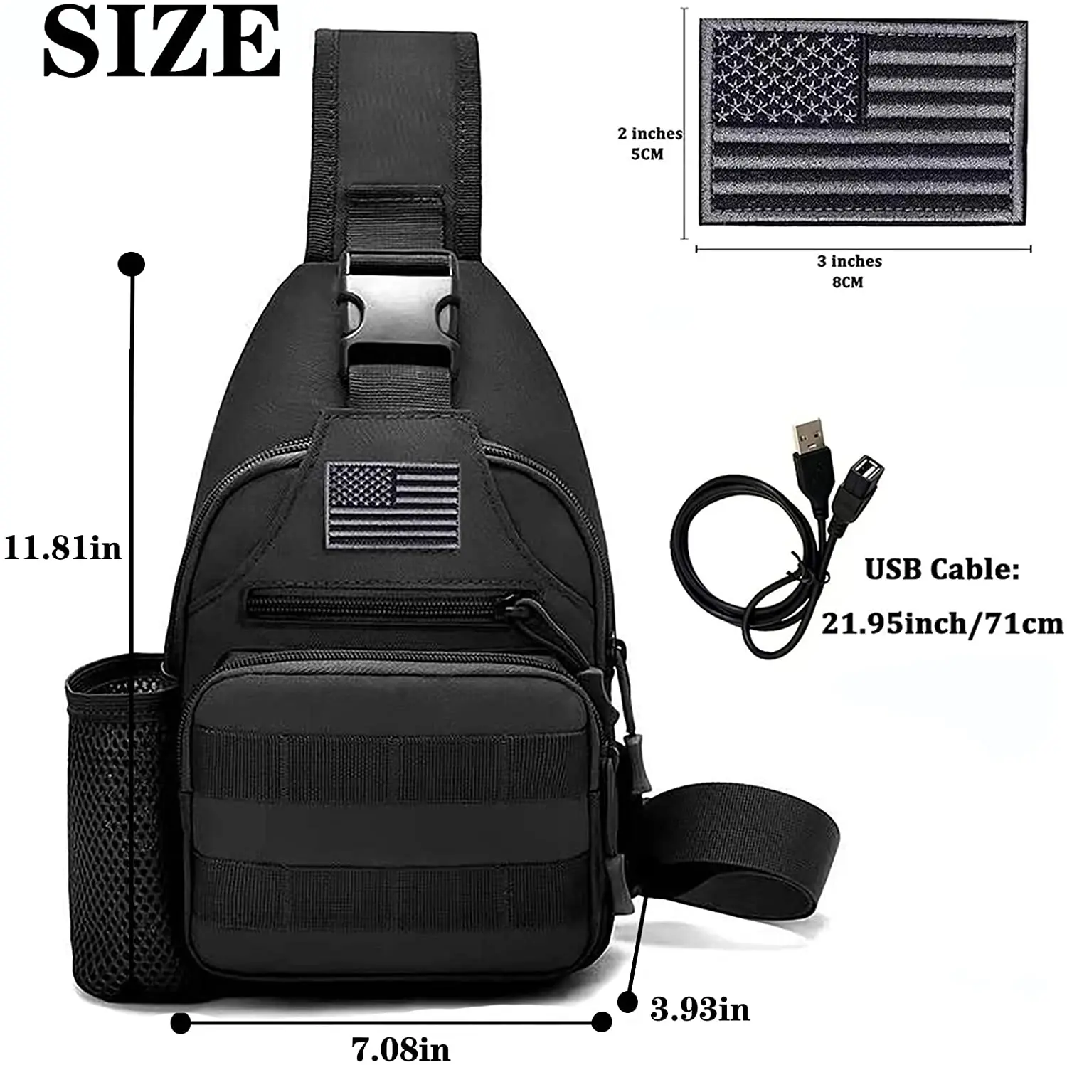 Armiya Men's Tactical Sling Bag, Small Shoulder Chest Molle Daypack Backpack for Cycling Hiking Camping Trekking