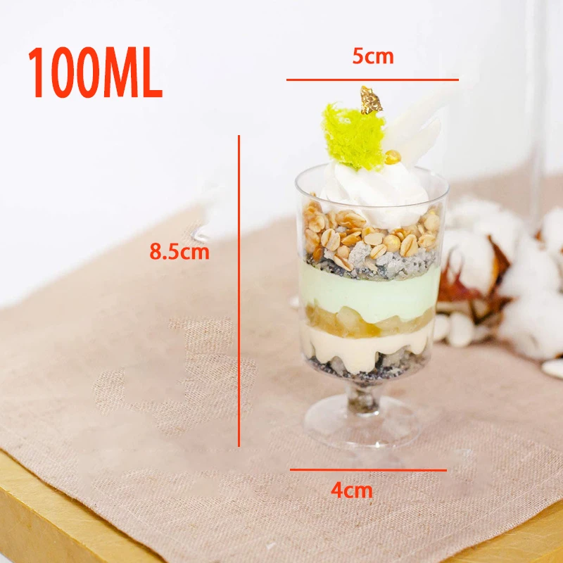 

50PCS Plastic Mousse Dessert cup Wine glass Pudding cup Disposable Party Convenient Tiramisu Birthday Wedding Ice Cream cup