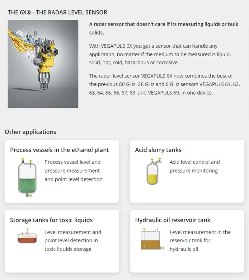 VEGAPULS 6X PS6X.2SWXATXAARKKHAXXXXXXX PS6X - 224 NRG радарный датчик непрерывного уровня жидкостей и