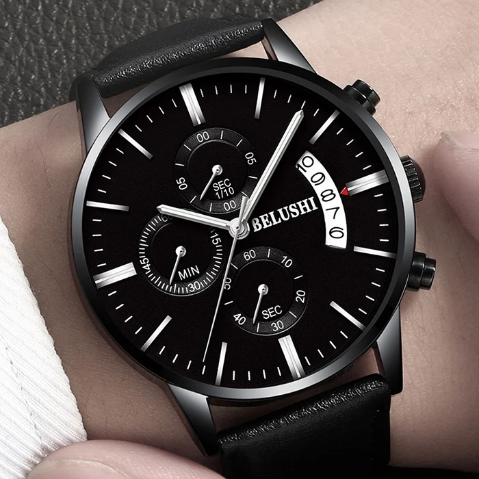 Часы наручные Belushi Мужские кварцевые с календарем роскошные повседневные