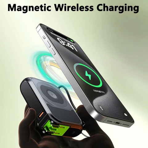 Магнитный внешний аккумулятор Power Bank 20000 мАч 22,5 Вт Qi, внешний аккумулятор для iPhone 15 Pro Xaiomi Samsung S23 MagSafe Poverbankk