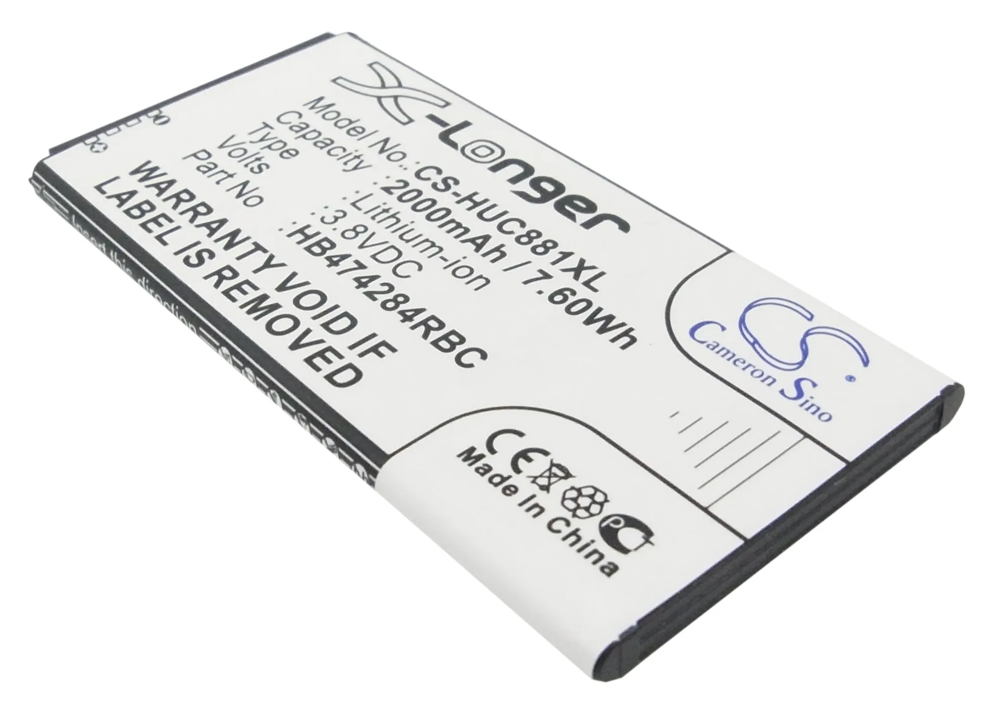 

Аккумулятор HB474284RBC 2000 мАч для Huawei Tribute 4G Ascend Y538 Ascend Y5 Hol-U19 Union Y538 Y550