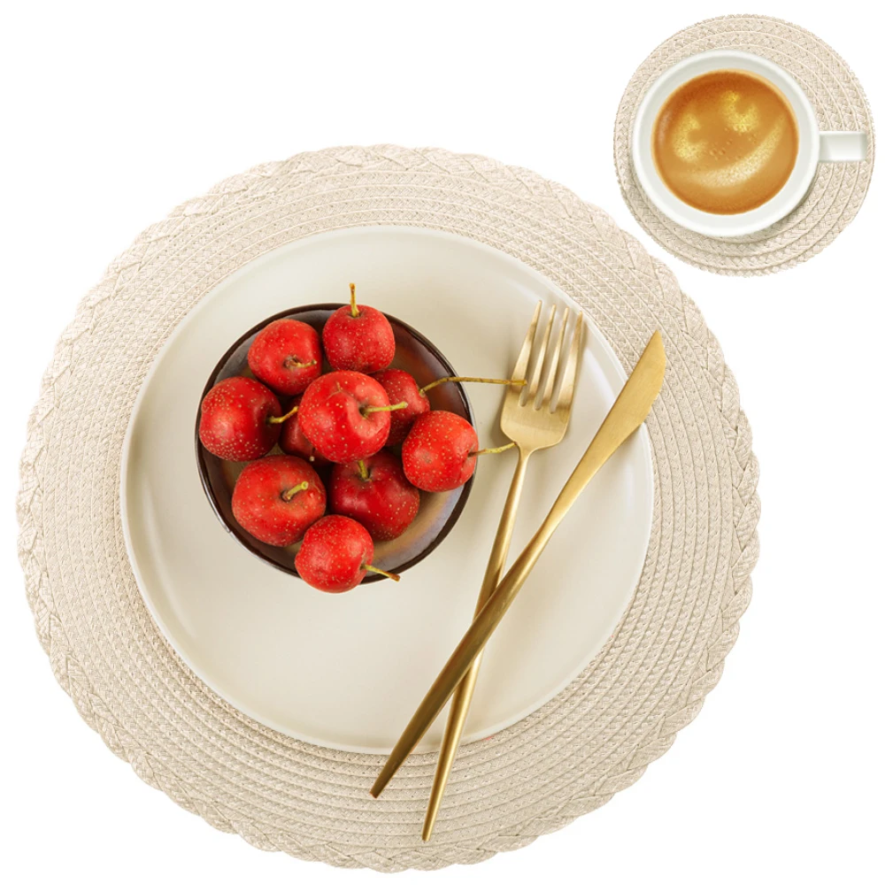 

Круглые плетеные салфетки Yeahmart, набор из 6 штук