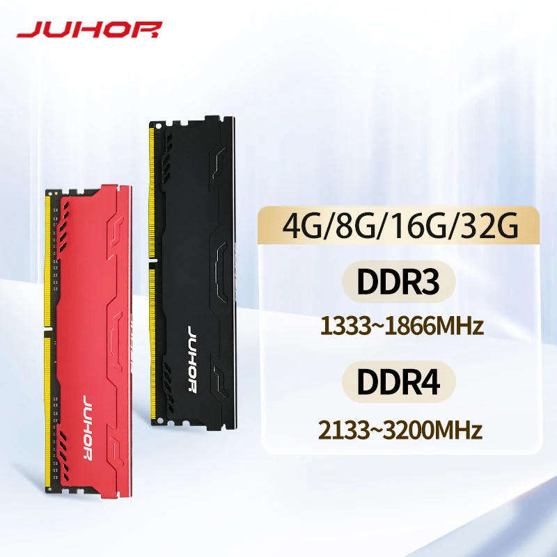 JUHOR Memoria Ram ddr4 16G 4GB 8G 32G Desktop Memory Udimm 2133 2400 2666 3000 3200 3600 DDR3 4G 8G 1600 1333 1866 New Dimm Rams