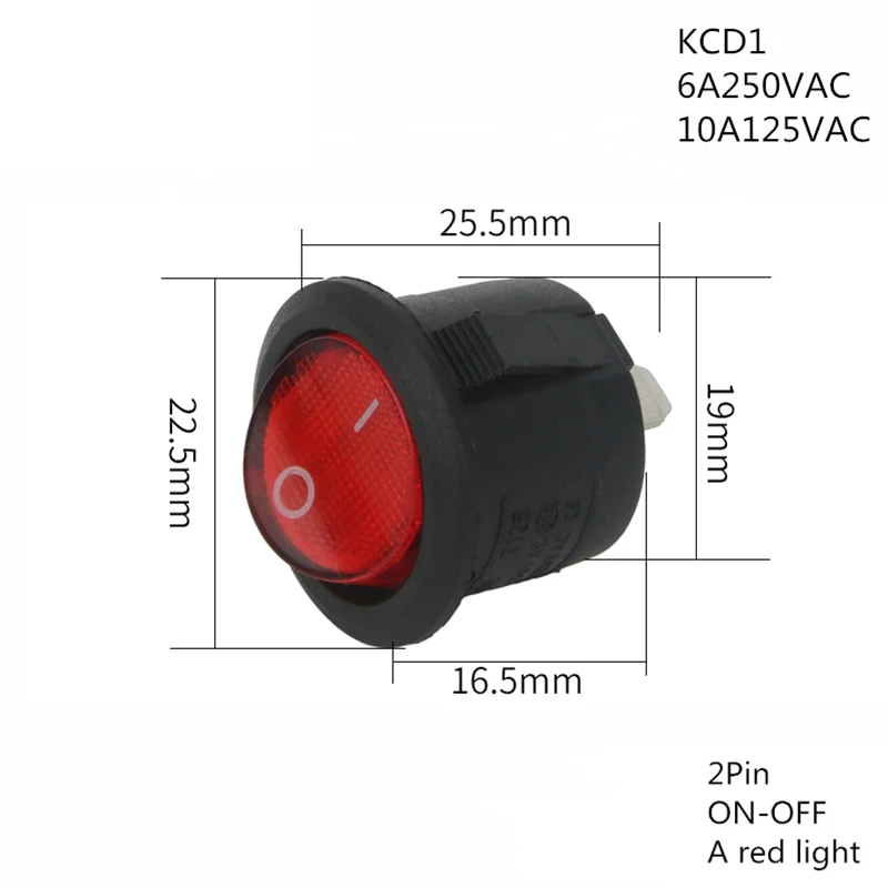 

Круглый клавишный выключатель FAMCDI 12/24В 6/10А