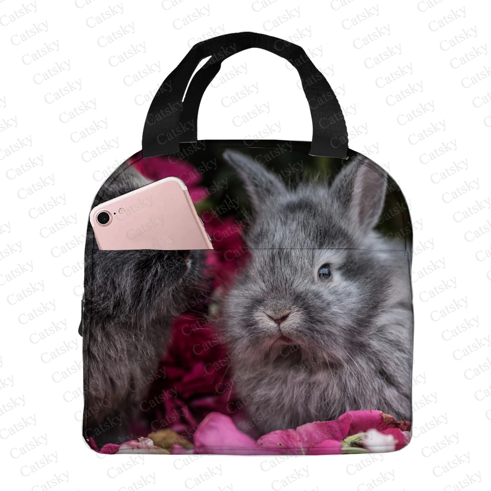 

Переносная утолщенная изолированная сумка для ланча из алюминиевой фольги с изображением кролика и животного, изолированная сумка для ланча, водонепроницаемая изолированная сумка-тоут для ланча