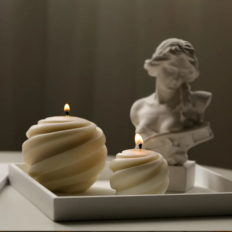 

2022 New Threaded Ball Shape Candle Silicone Mold DIY Handmade Soap Gypsum Resin Crafts Making Mould Home Decoration Ornaments