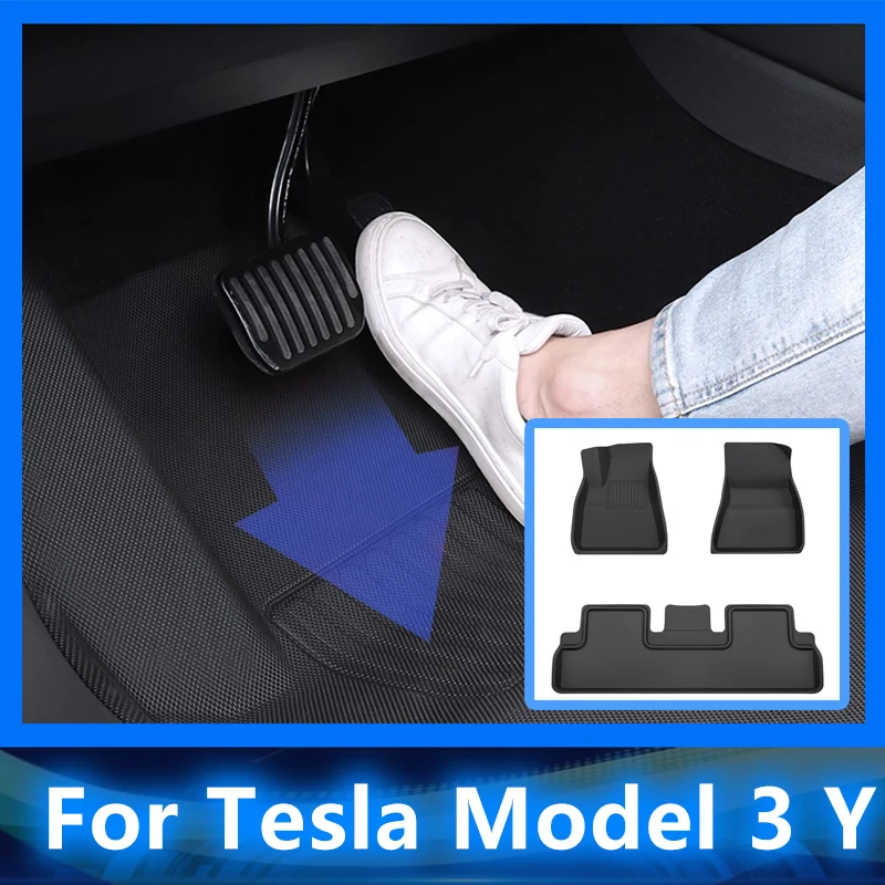 

Автомобильные коврики для Tesla Model 3 Y 2017-2022, аксессуары, левый руль, правый руль, автомобильный коврик XPE, коврик для интерьера, противогрязный ...