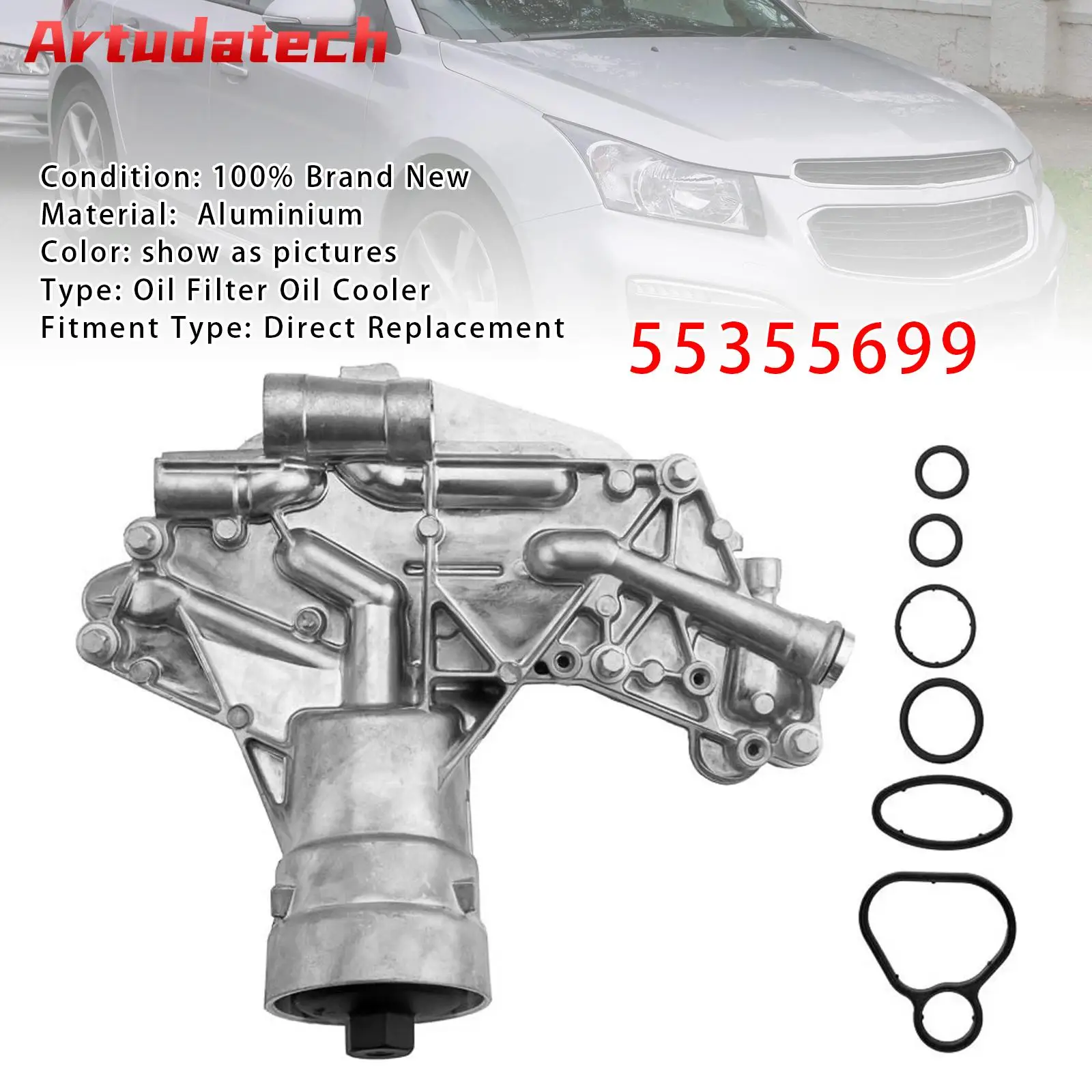Фото Масляный фильтр Artudatech, масляный радиатор 55355699 для Holden Cruze JH A16LET 1.6L 2015 2016 2017 2018, автомобильные аксессуары №1