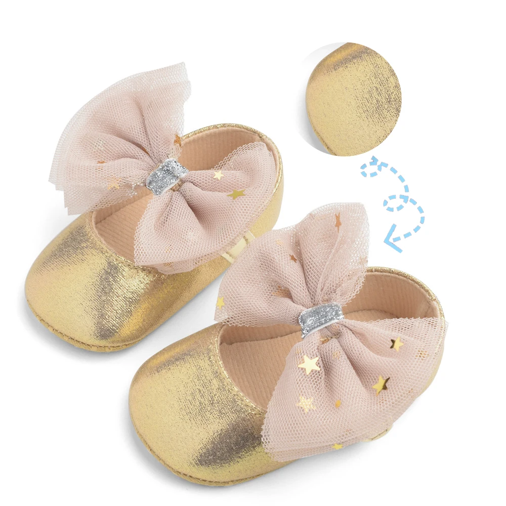 

Cozy Comfortable Wear-resistant Dressed Baby Lovely Safe Breathable Soft Walk Microfiber Leather Healthy Safety Bow Tie