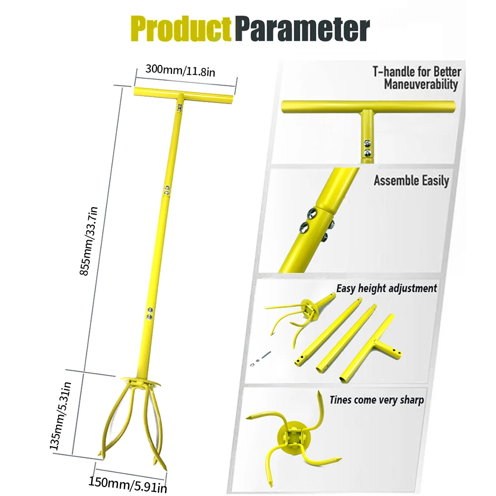 Поворотная фреза ручная стальная регулируемая по высоте аэратор для газона Soli