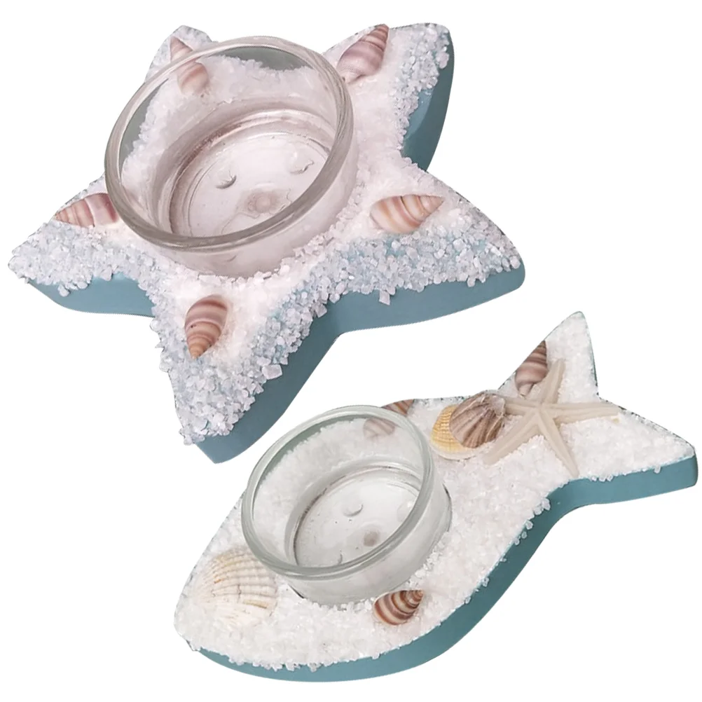 

2 Pcs Tealight Stand Nautical Candlestick Holder Container Wooden Desktop