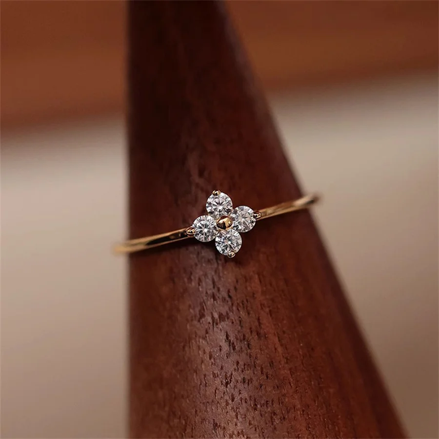 Модное кольцо с цирконом в форме цветка для женщин и девушек свадебные украшения